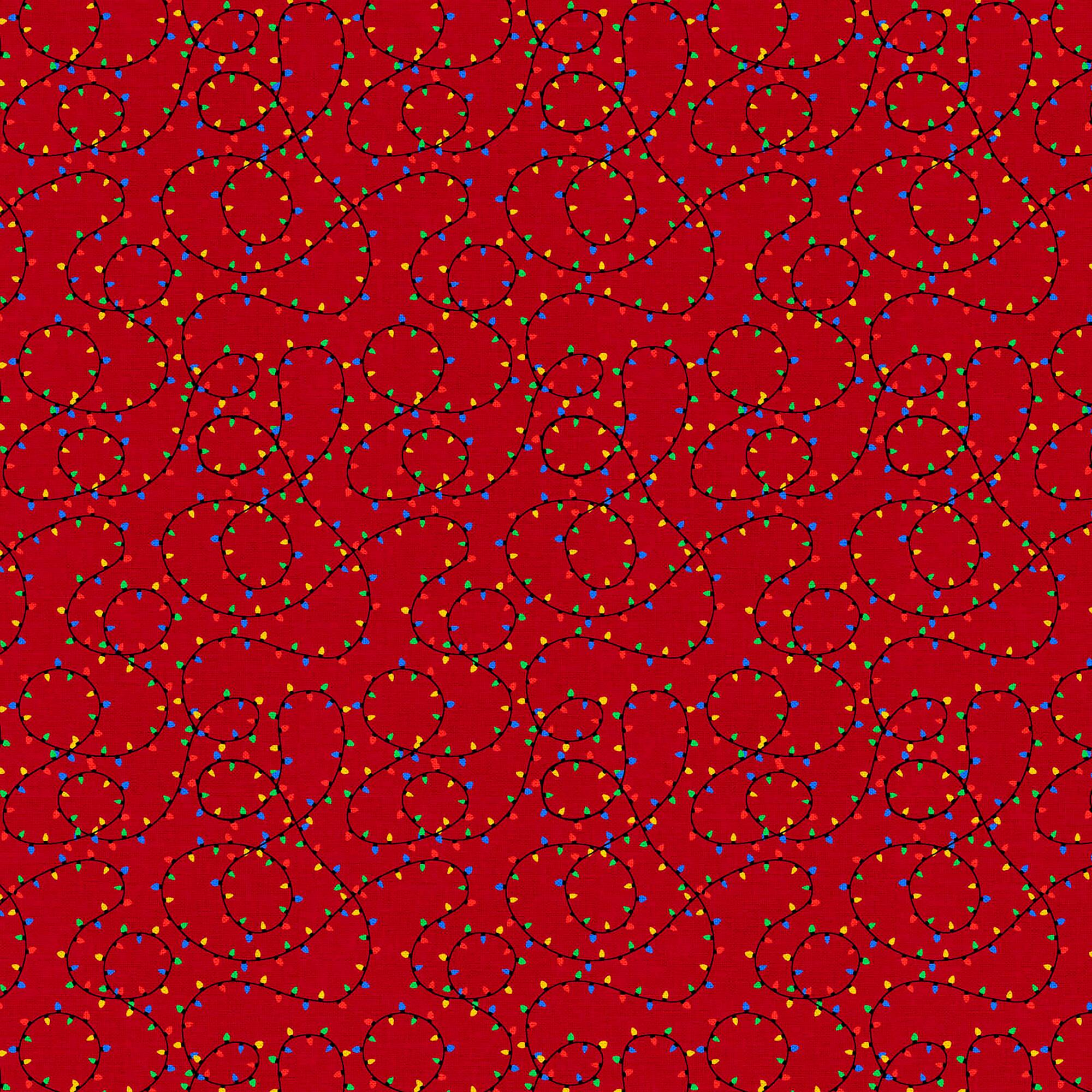 Fabric Editions Red Holiday Lights Cotton Fabric